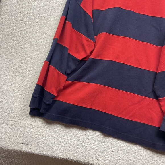 VTG Brooklyn Cloth Long Sleeve Heavy Rugby Polo shirt Sz XL Red / Blue Y2K - Picture 12 of 13